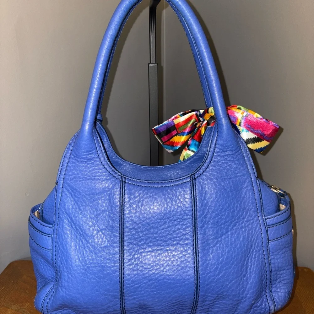 Cole Haan Y2K Shoulder Bag in Blue Pebbled Leathet